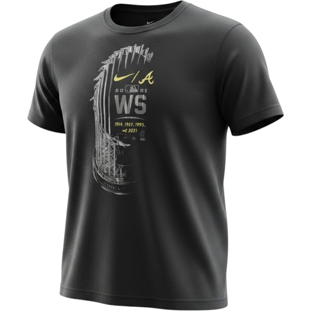 Nike Atlanta Braves 2021 World Series Champions T-Shirt Men M Black MLB Baseball